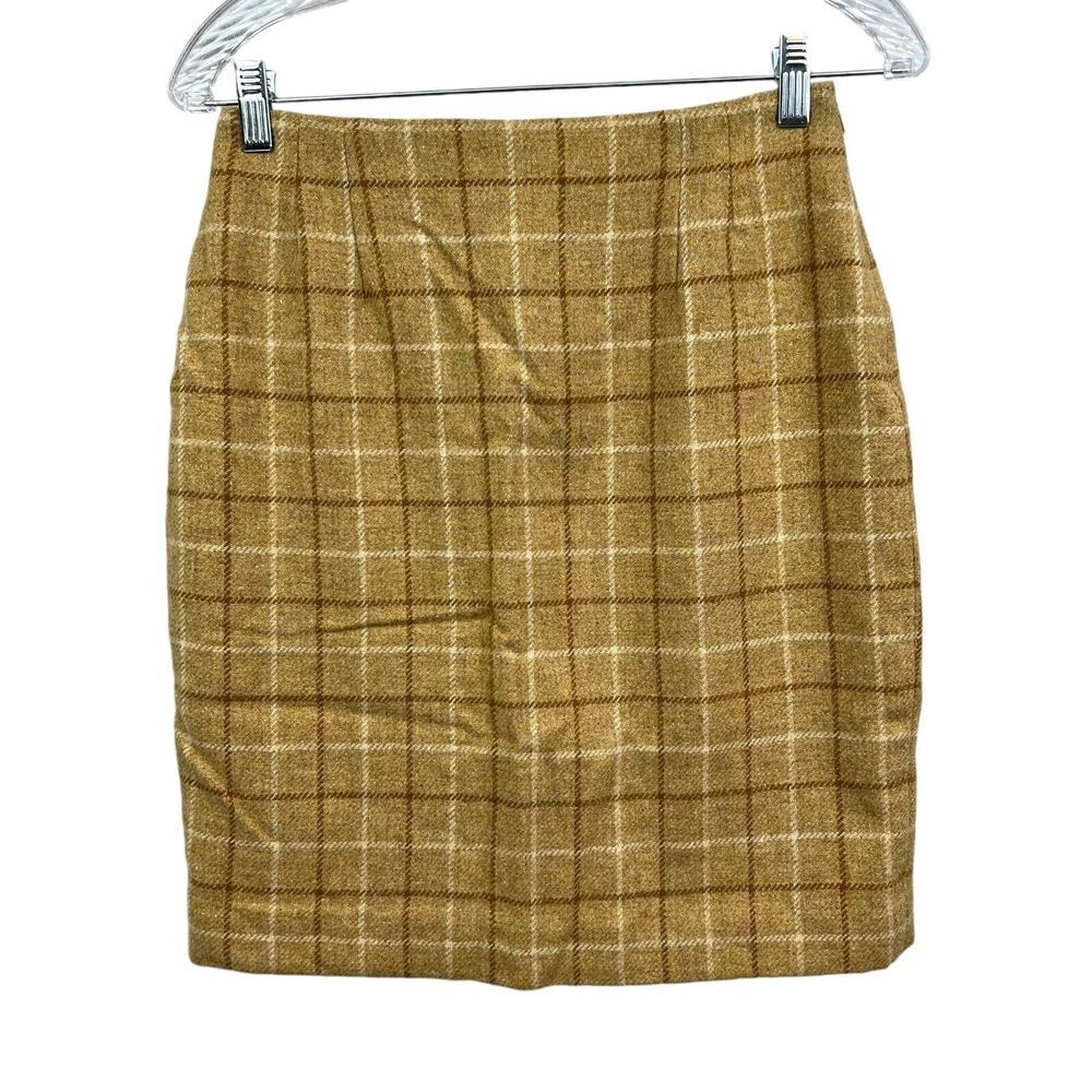 Jones New York Womens Lambswool Pencil Skirt Plaid Fully Lined Vented Zip Sz 6*
